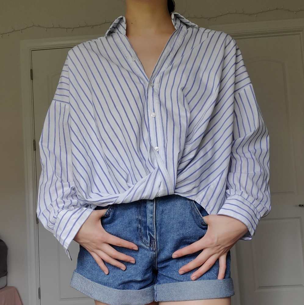 Striped Button-Down Blouse